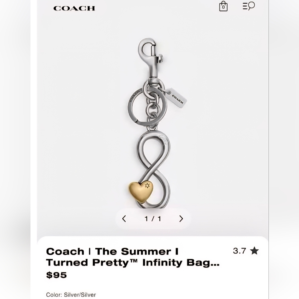 Coach The Summer I Turned Pretty- Silver and Gold Infinity Bag Charm